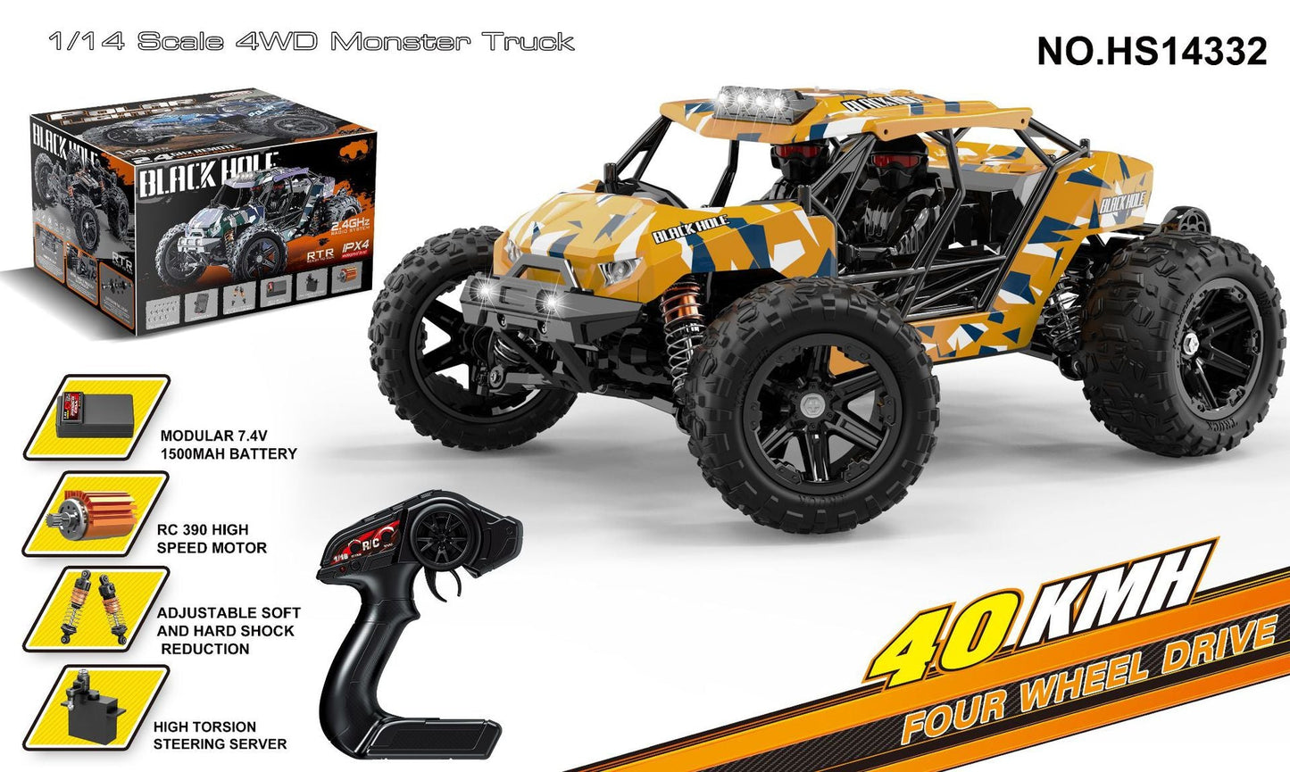 HS14332Brushed version40KM/H | 1/18Brushless High-Speed Four-Wheel Drive2.4G Full Scale Professional RC Remote Control Off-Road Big Wheel Bike1/14Brush