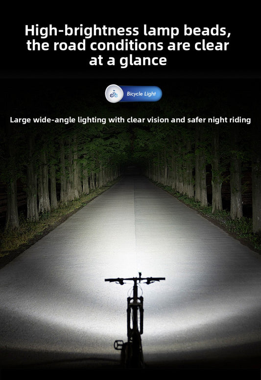 Bicycle Light with Horn Anti-Glare High-Low Beam Switch Front Light Integrated Dustproof Fogproof Front Light