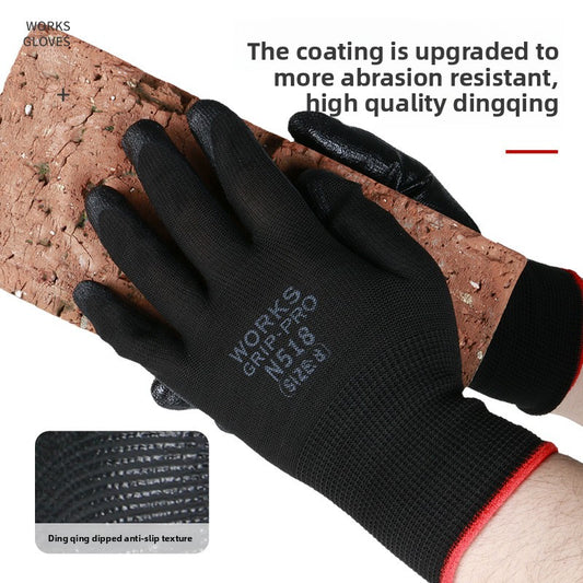 FOR WHOLE SALE ONLY PRICE ON REQUEST Labor Protection Gloves Nitrile Oil-Resistant Waterproof Wear-Resistant 13-Pin Black Yarn Rubber Coated Construction Site Work Labor Protection Gloves
