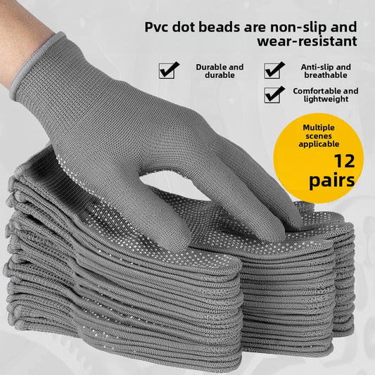FOR WHOLE SALE ONLY PRICE ON REQUEST Labor Protection Gloves Nylon Non-Slip Dotted Gloves Driving Handling Express Thin 13-Pin Touch Screen Dotted Work Gloves