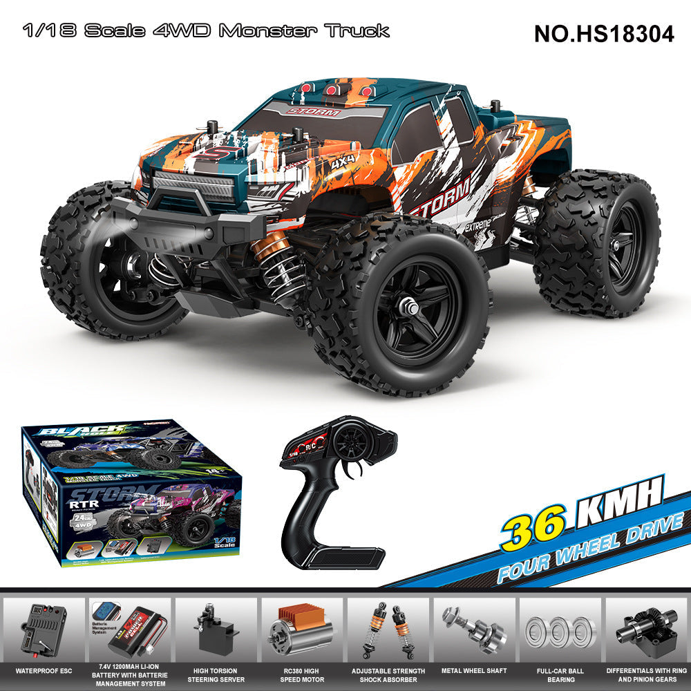 HS18304Brushed Four-Wheel Drive Pickup Truck36KM/H | Cross-Border1/18Brushed High-Speed Four-Wheel Drive2.4G Full Scale Professional RC Remote Control Competitive Climbing Off-Road Big Wheel Bike
