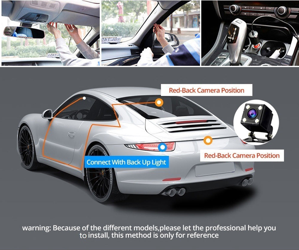 Four-Lens Surveillance Dash Cam HD 1080P Front Left Right Rear with Reversing Image.