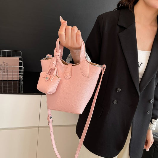 Bucket Bag Shoulder Bag One Size 2025 Spring Magnetic Buckle PU Women's Bag