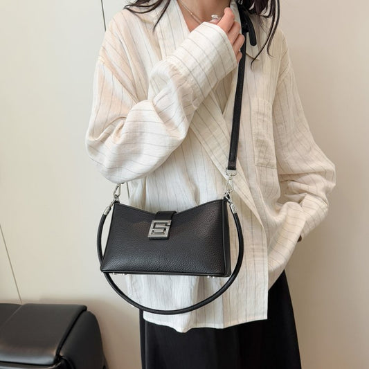 Small Square Bag with Stitching PU Zipper Women's Shoulder Bag One Size