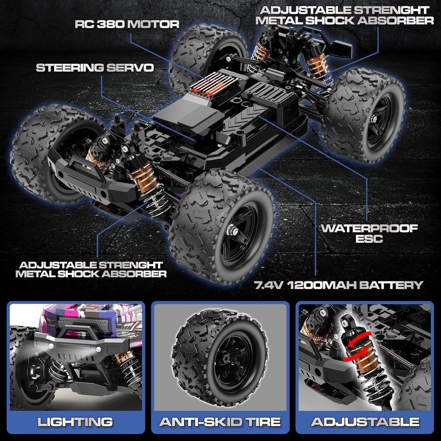Cross-Border1/18Brushed High-Speed Four-Wheel Drive2.4G Full Scale Professional RC Remote Control Competitive Climbing Off-Road Big Wheel