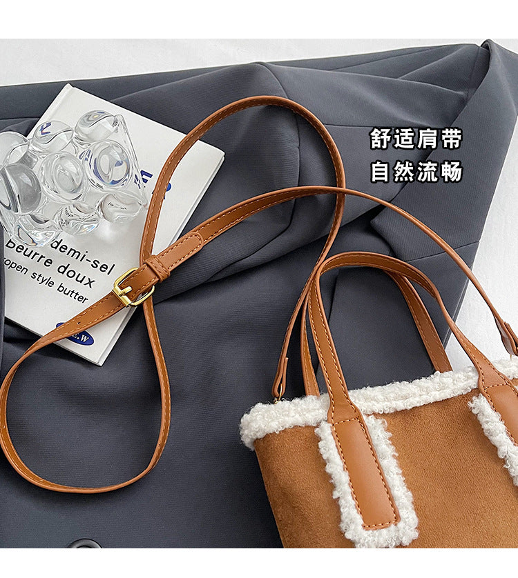 Autumn and Winter Super Hot Style Furry Handbag for Women Simple Fashion Versatile Stylish Single Shoulder Crossbody Bag