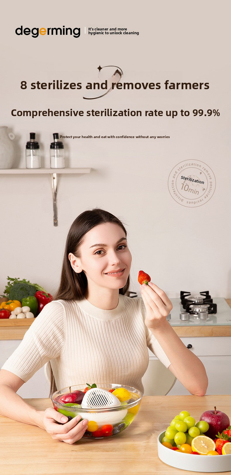 Custom Household Small Fruit Washer Tableware Vegetable Meat Purifier USB Hydroxyl Purifier