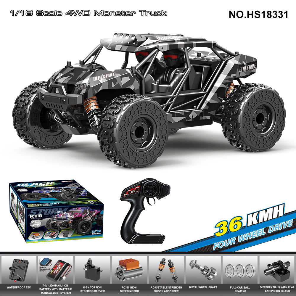 HS18331Brushed Four-Wheel Drive Desert Card36KM/H | 1/18Brushless High-Speed Four-Wheel Drive2.4G Full Scale Professional RC Remote Control Off-Road Big Wheel Bike1/14Brush