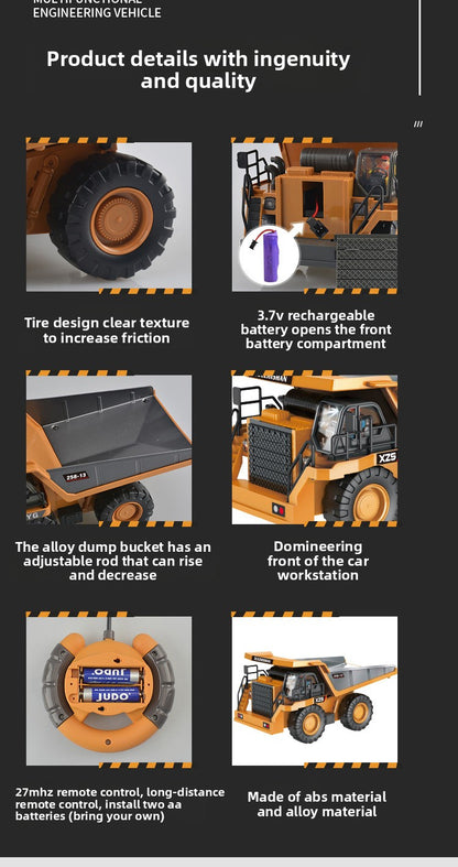 Children's Electric Toy Light and Sound Engineering Vehicle1:20Track Alloy Remote Control Excavator Model