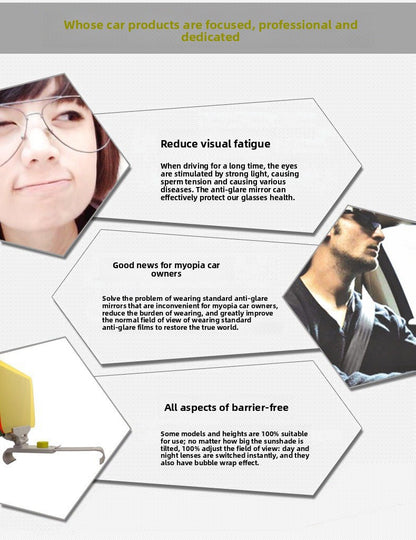 Car Day and Night Anti-Glare Mirror Car Sun Visor Night Vision Goggles Anti-Glare Anti-Strong Light Driver