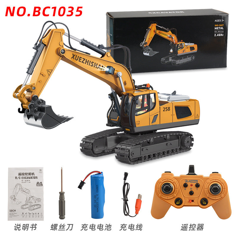 Children's Electric Toy Light and Sound Engineering Vehicle1:20Track Alloy Remote Control Excavator Model