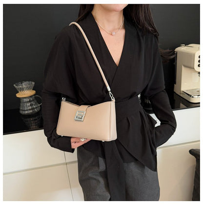 Small Square Bag with Stitching PU Zipper Women's Shoulder Bag One Size