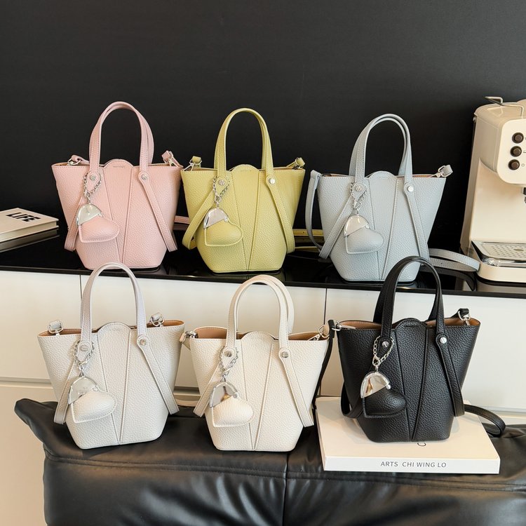 Single Shoulder Bucket Bag PU Zipper 2025 Spring Women's Bag One Size