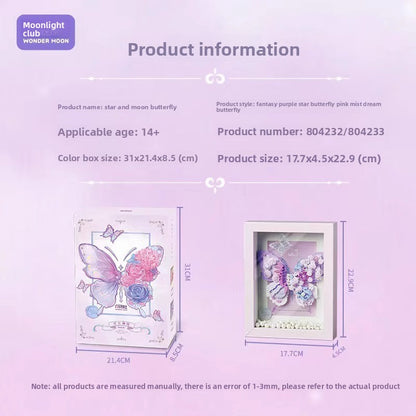 2025New Star Moon Fantasy Purple Star Butterfly Building Block Flower Frame Assembly Toy for Girls' Birthday Gift804233