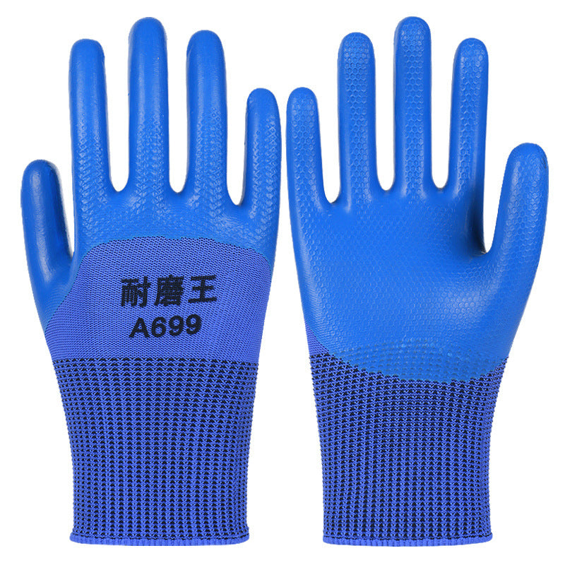FOR WHOLE SALE ONLY P.O.A.                    A688 Wear-resistant Thickened Double-layer Latex Embossed Non-slip Logistics Handling Construction Site Work Half-finger Labor Protection Gloves