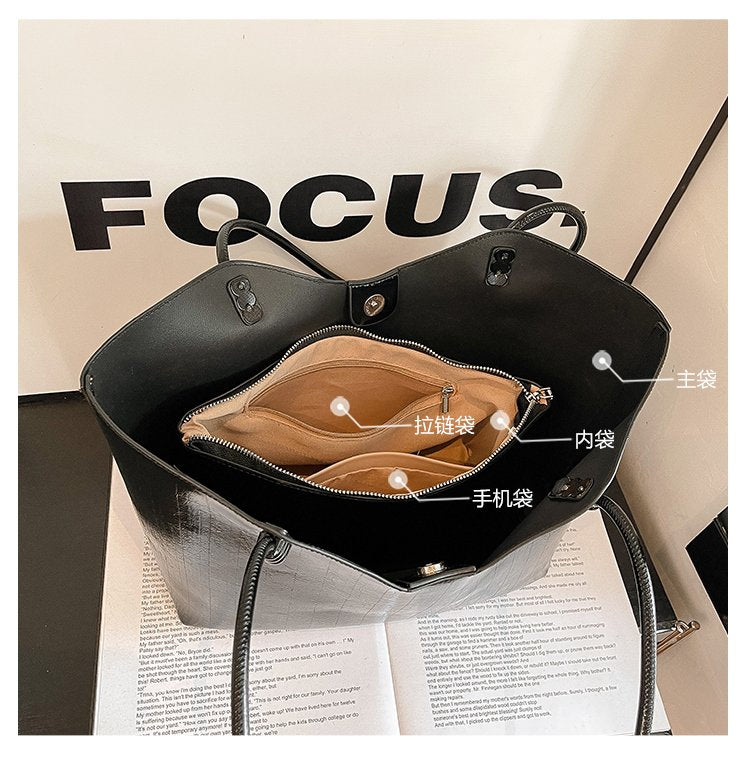 Shoulder Bag One Size Women's Bag Zipper PU 2025 Autumn Tote Bag