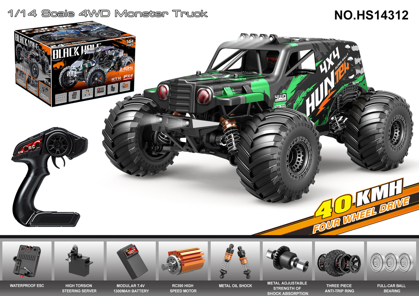 1/18Brushless High-Speed Four-Wheel Drive2.4G Full Scale Professional RC Remote Control Off-Road Big Wheel Bike1/14Brush