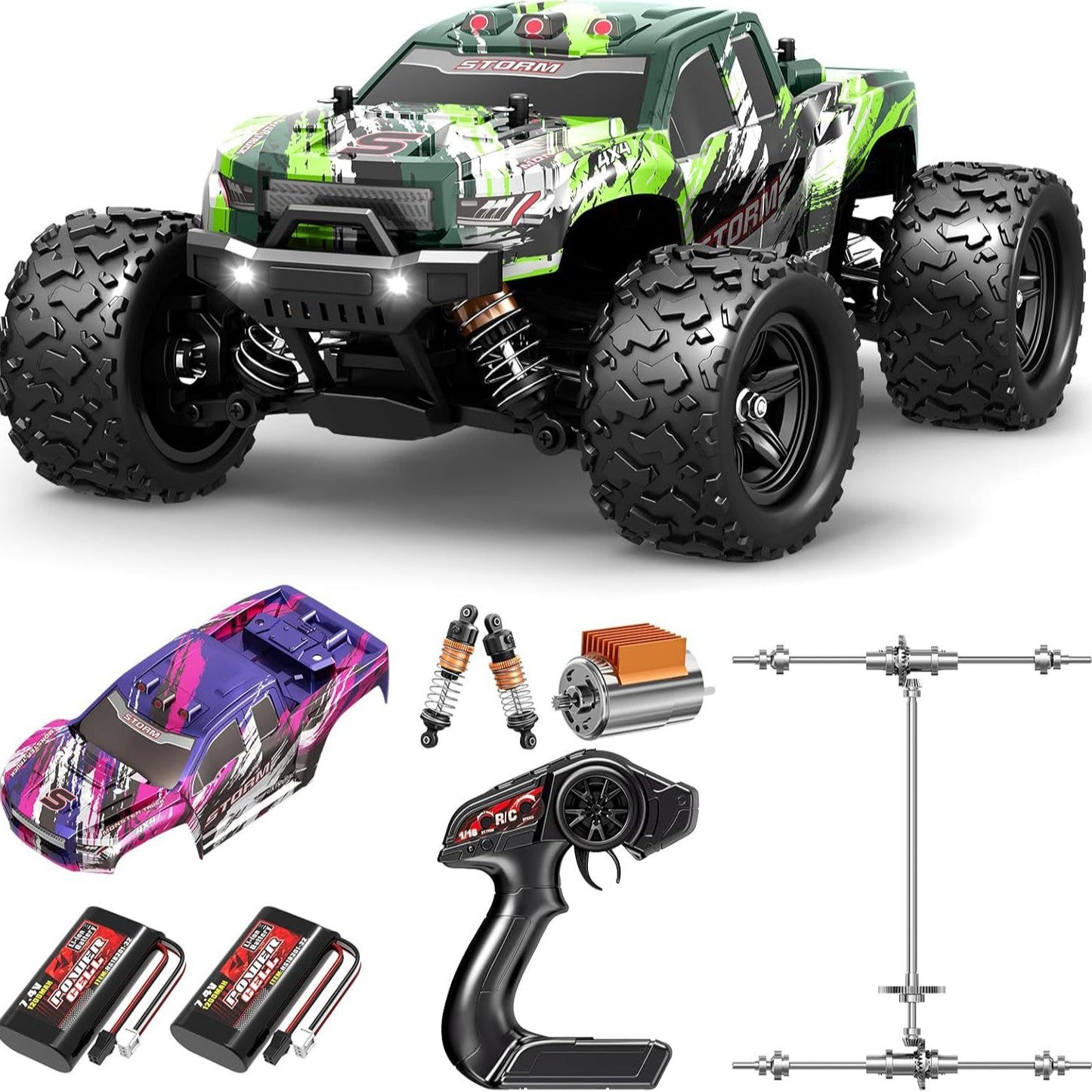 Cross-Border1/18Brushed High-Speed Four-Wheel Drive2.4G Full Scale Professional RC Remote Control Competitive Climbing Off-Road Big Wheel