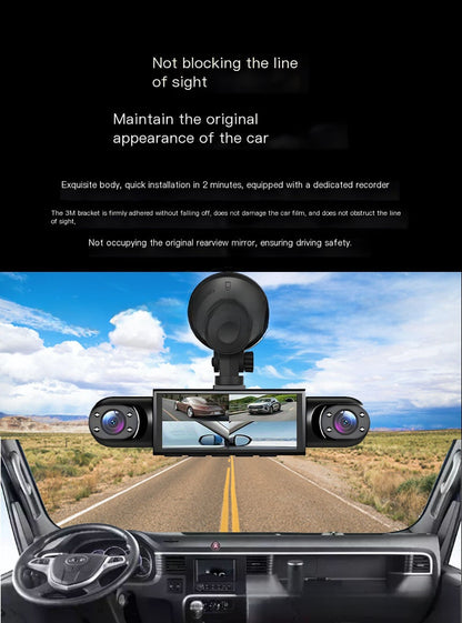 Four-Lens Surveillance Dash Cam HD 1080P Front Left Right Rear with Reversing Image.