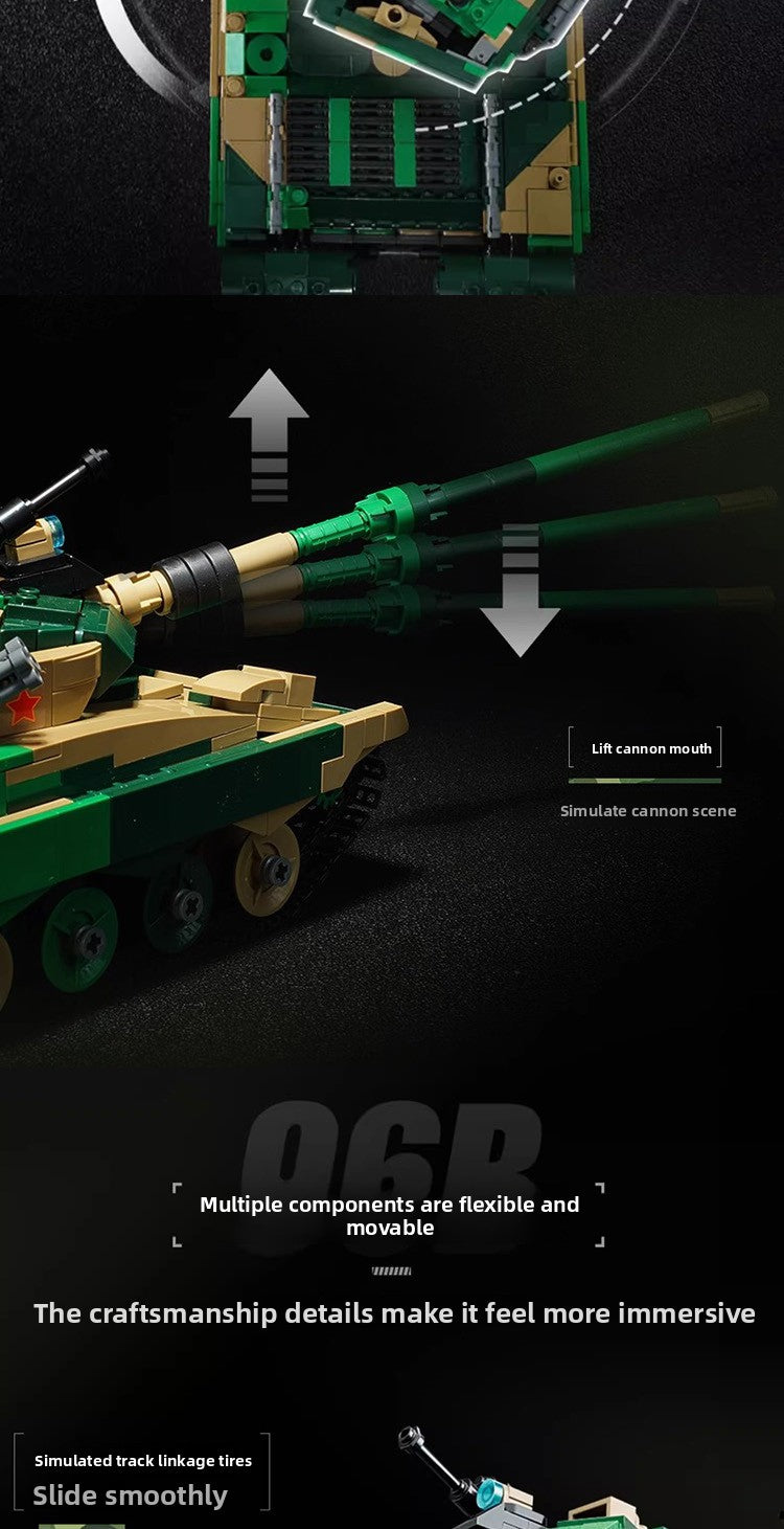 Wonderful Enlightenment Military Building Blocks22021Great Power Heavy Equipment96B Main battle tank small particle assembly big toy for boys