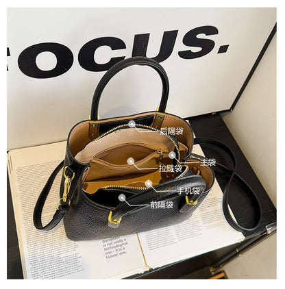 Single Shoulder Bag with Stitching, Single Shoulder Crossbody Handbag for Women, Zipper PU