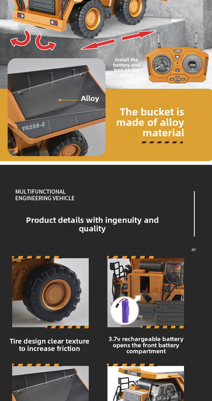 Children's Electric Toy Light and Sound Engineering Vehicle1:20Track Alloy Remote Control Excavator Model