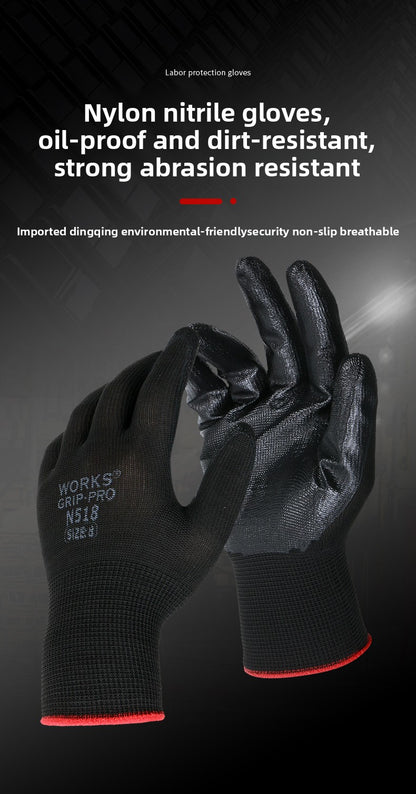 FOR WHOLE SALE ONLY PRICE ON REQUEST                      Labor Protection Gloves Nitrile Oil-Resistant Waterproof Wear-Resistant 13-Pin Black Yarn Rubber Coated Construction Site Work Labor Protection Gloves