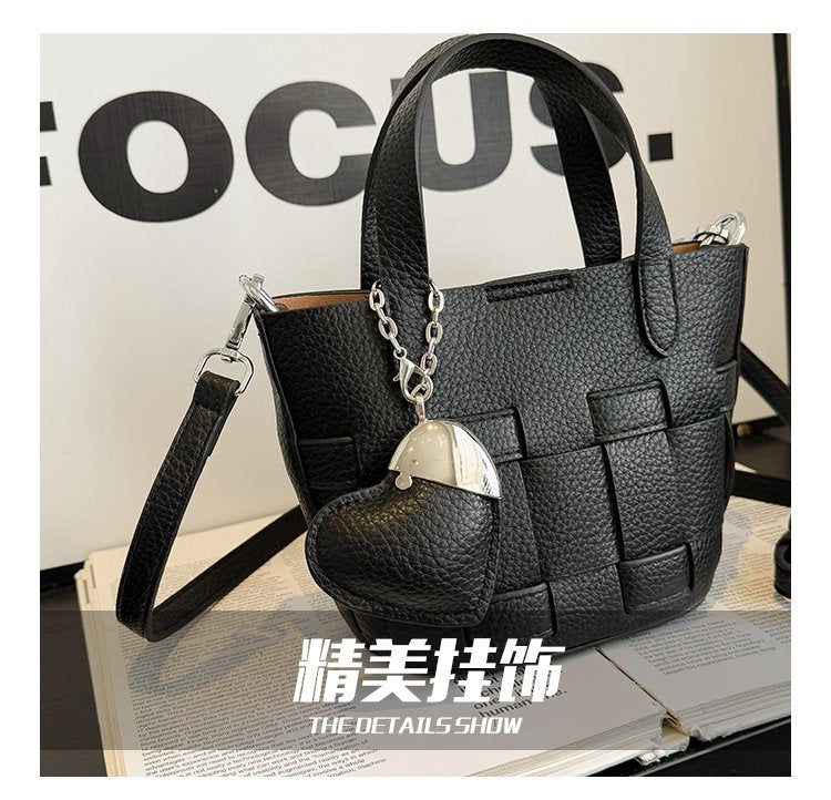 Women's Bag One Size PU Bucket Bag Zipper Shoulder Bag