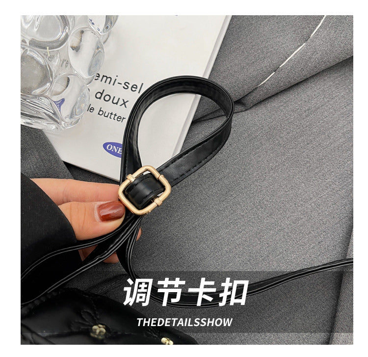 Rhombus embroidery pearl handbag bucket bag