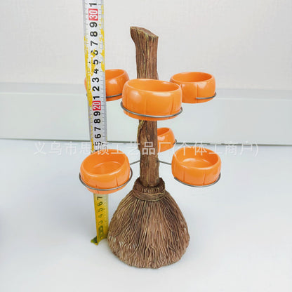 New Halloween Broom Pumpkin Cup Resin Home Desktop Ornament Decoration Storage Tray Creative Design