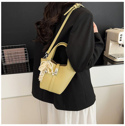 Bucket Bag Women's Bag PU Shoulder Bag Lock Buckle