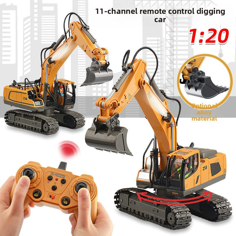 Children's Electric Toy Light and Sound Engineering Vehicle1:20Track Alloy Remote Control Excavator Model