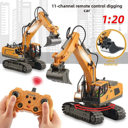 Children's Electric Toy Light and Sound Engineering Vehicle1:20Track Alloy Remote Control Excavator Model
