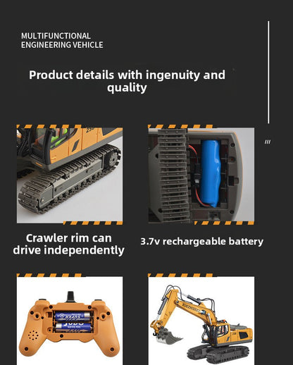 Children's Electric Toy Light and Sound Engineering Vehicle1:20Track Alloy Remote Control Excavator Model