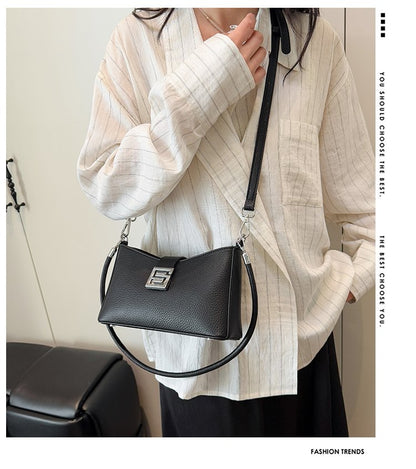 Small Square Bag with Stitching PU Zipper Women's Shoulder Bag One Size