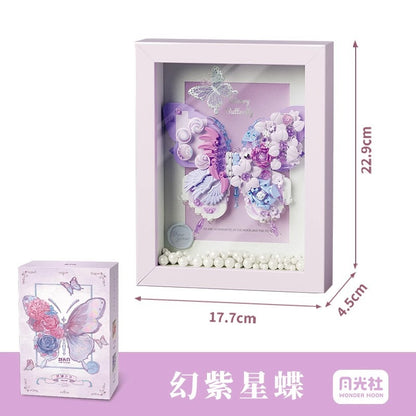 2025New Star Moon Fantasy Purple Star Butterfly Building Block Flower Frame Assembly Toy for Girls' Birthday Gift804233