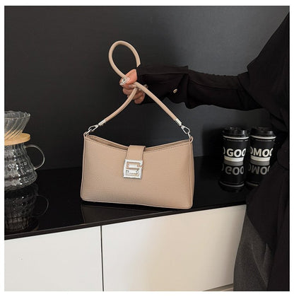 Small Square Bag with Stitching PU Zipper Women's Shoulder Bag One Size