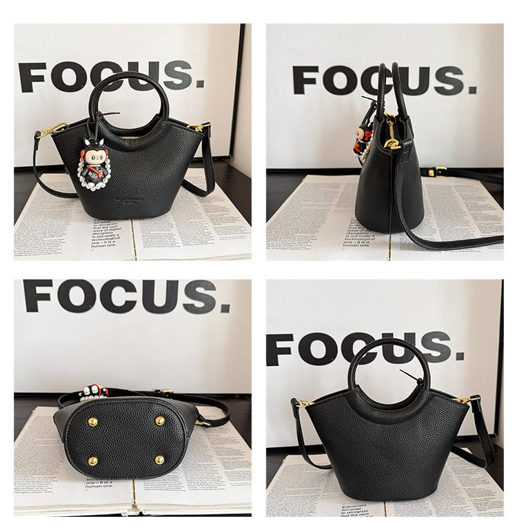 Bucket Bag One Size 2025 Spring Shoulder Bag Zipper PU Women's Bag