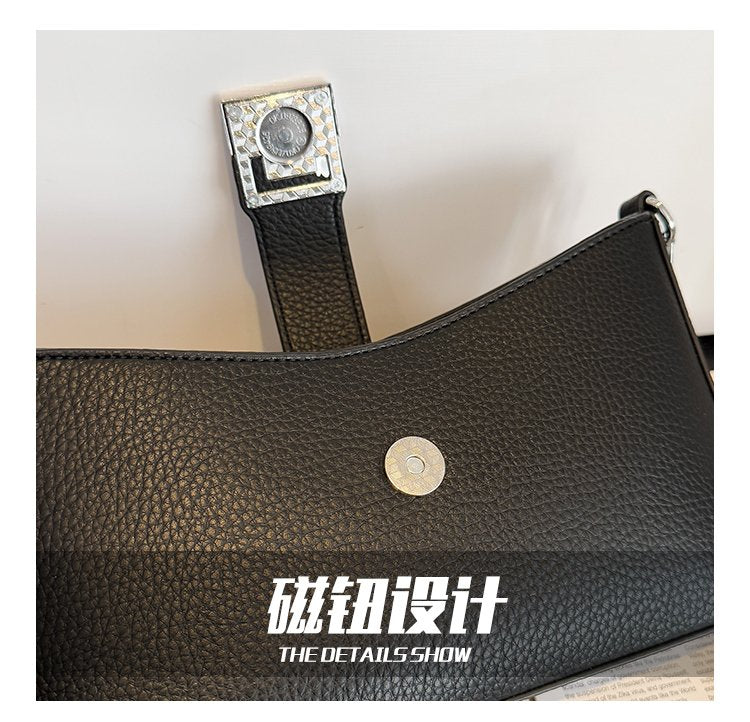 Small Square Bag with Stitching PU Zipper Women's Shoulder Bag One Size