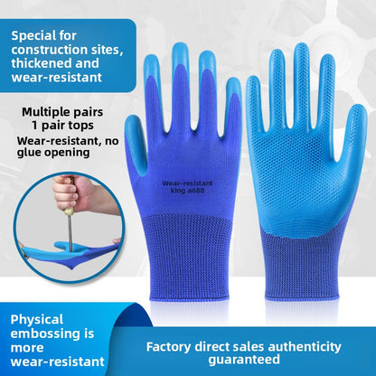 FOR WHOLE SALE ONLY P.O.A.                    A688 Wear-resistant Thickened Double-layer Latex Embossed Non-slip Logistics Handling Construction Site Work Half-finger Labor Protection Gloves