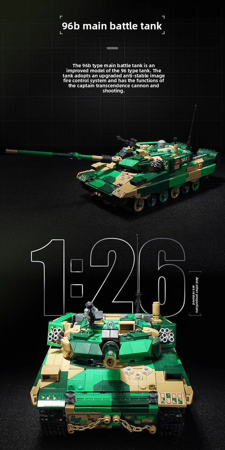 Wonderful Enlightenment Military Building Blocks22021Great Power Heavy Equipment96B Main battle tank small particle assembly big toy for boys