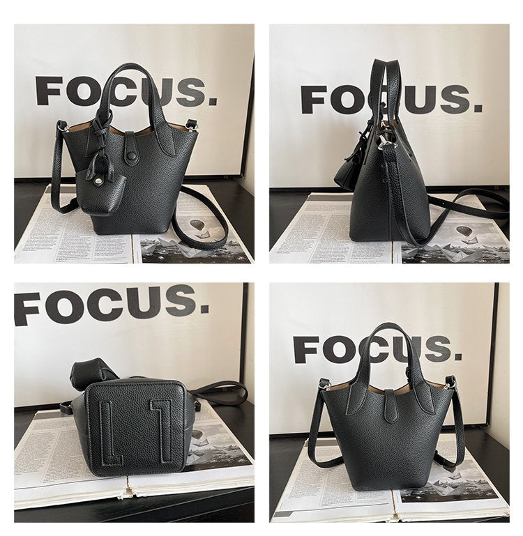 Bucket Bag Shoulder Bag One Size 2025 Spring Magnetic Buckle PU Women's Bag