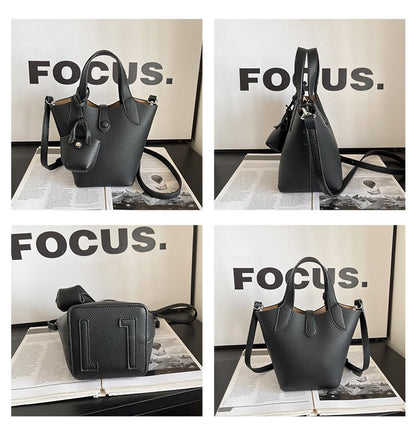 Bucket Bag Shoulder Bag One Size 2025 Spring Magnetic Buckle PU Women's Bag