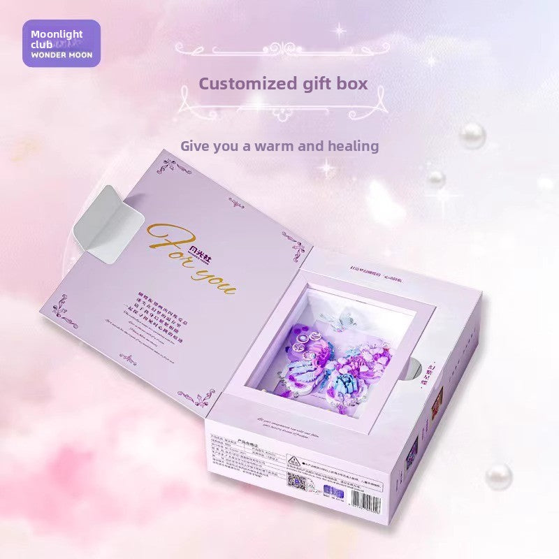 2025New Star Moon Fantasy Purple Star Butterfly Building Block Flower Frame Assembly Toy for Girls' Birthday Gift804233