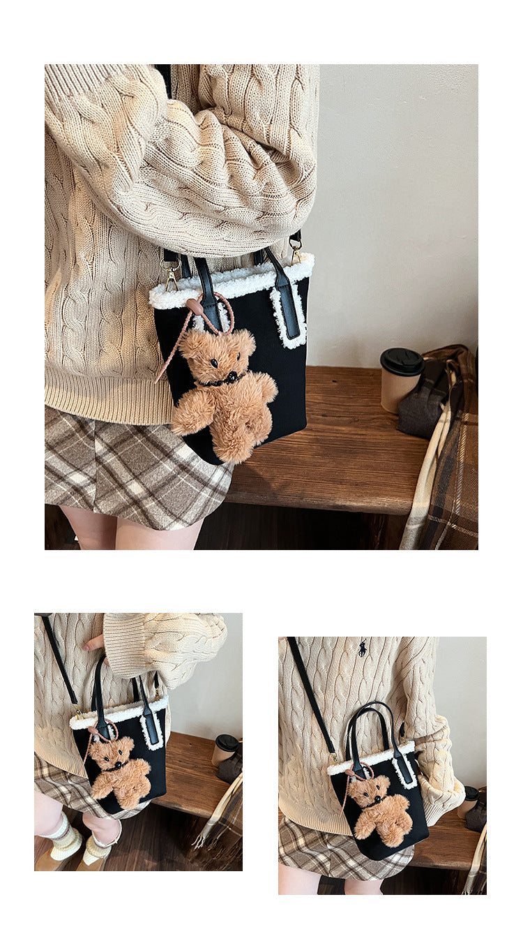 Autumn and Winter Super Hot Style Furry Handbag for Women Simple Fashion Versatile Stylish Single Shoulder Crossbody Bag