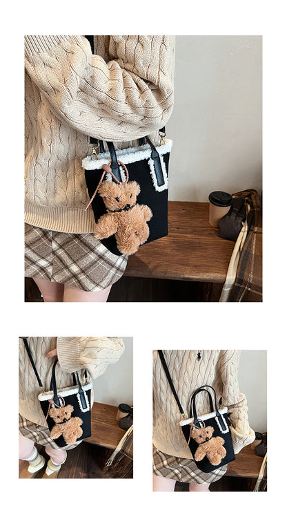 Autumn and Winter Super Hot Style Furry Handbag for Women Simple Fashion Versatile Stylish Single Shoulder Crossbody Bag