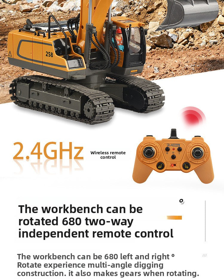Children's Electric Toy Light and Sound Engineering Vehicle1:20Track Alloy Remote Control Excavator Model