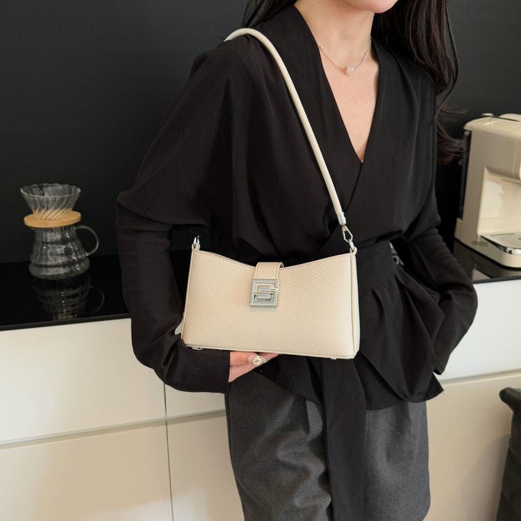 Small Square Bag with Stitching PU Zipper Women's Shoulder Bag One Size