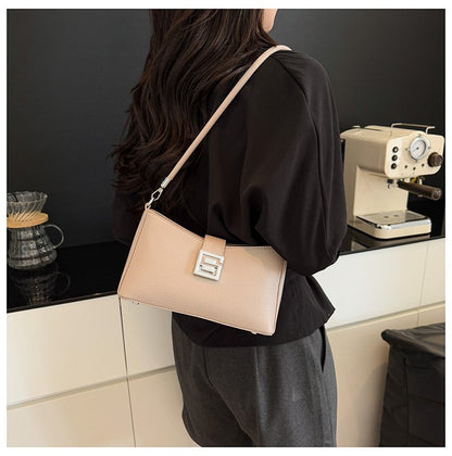 Small Square Bag with Stitching PU Zipper Women's Shoulder Bag One Size