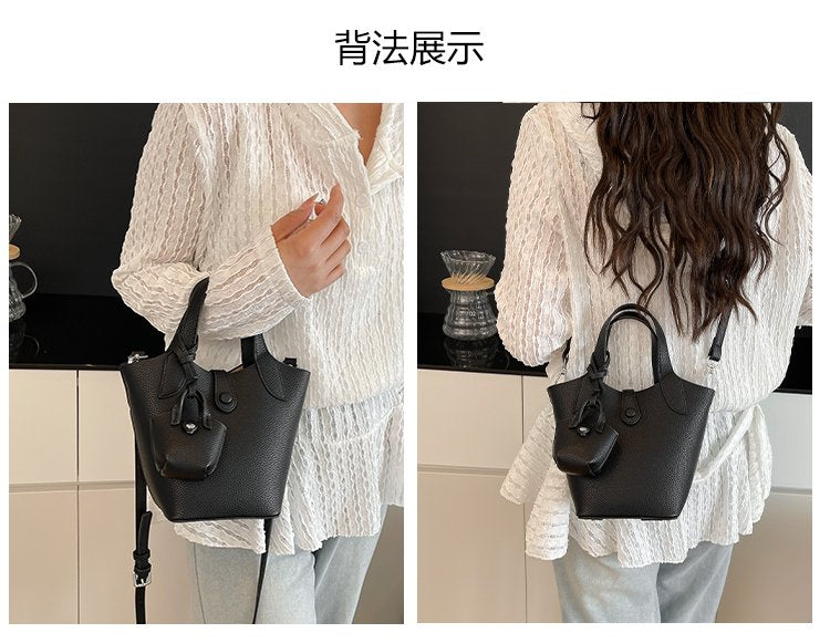 Bucket Bag Shoulder Bag One Size 2025 Spring Magnetic Buckle PU Women's Bag